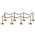 Montour Line Stanchion Post and Rope Kit Pol.Brass, 8FlatTop 7Blk Rope 8.5x11H Sign C-Kit-7-PB-FL-1-Tapped-1-8511-H-7-ER-BK-PB